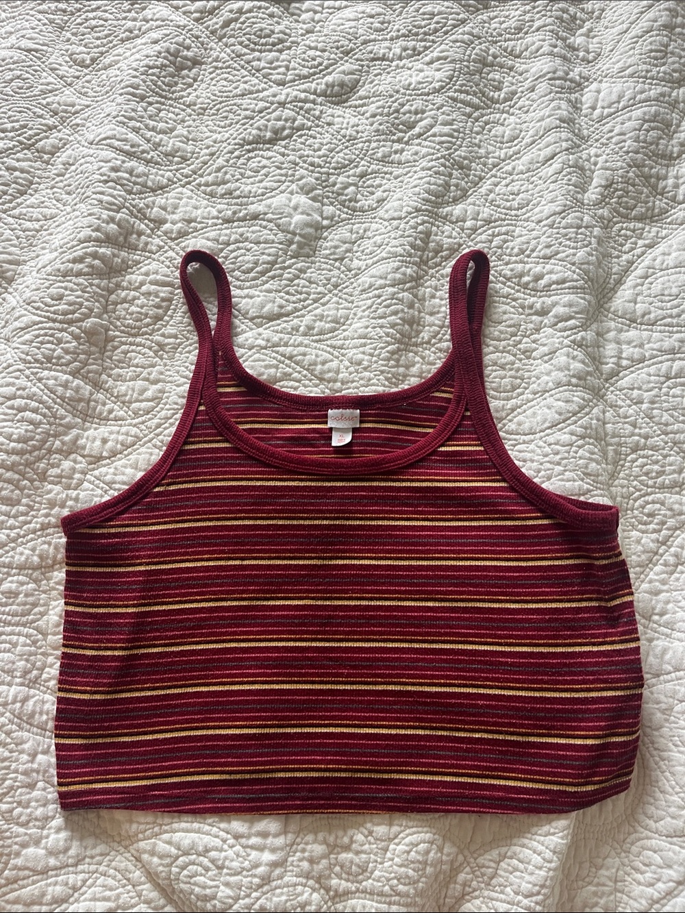 Colsie crop ribbed striped tank top